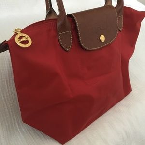 Longchamp Le Pliage Medium Shoulder Tote, Deep Red